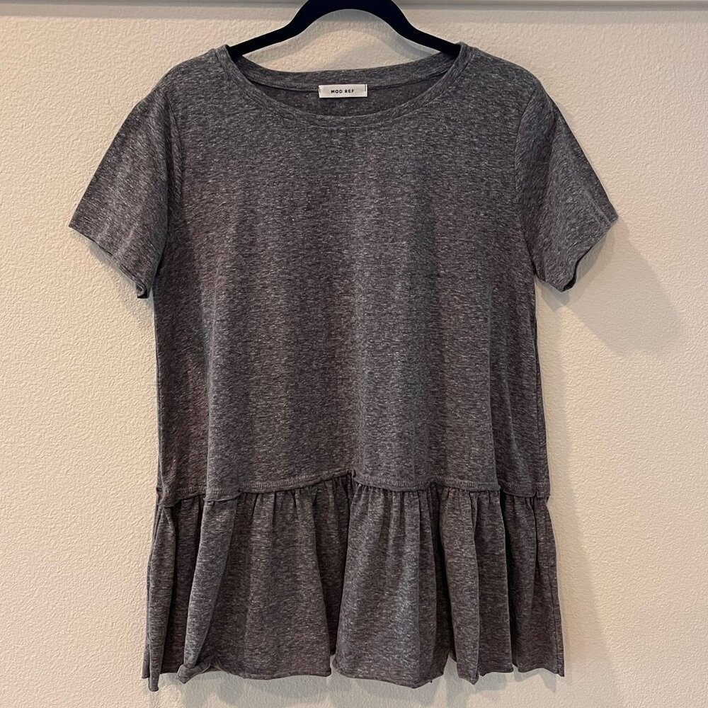 Mod Ref Heathered Grey Knit Peplum T Shirt